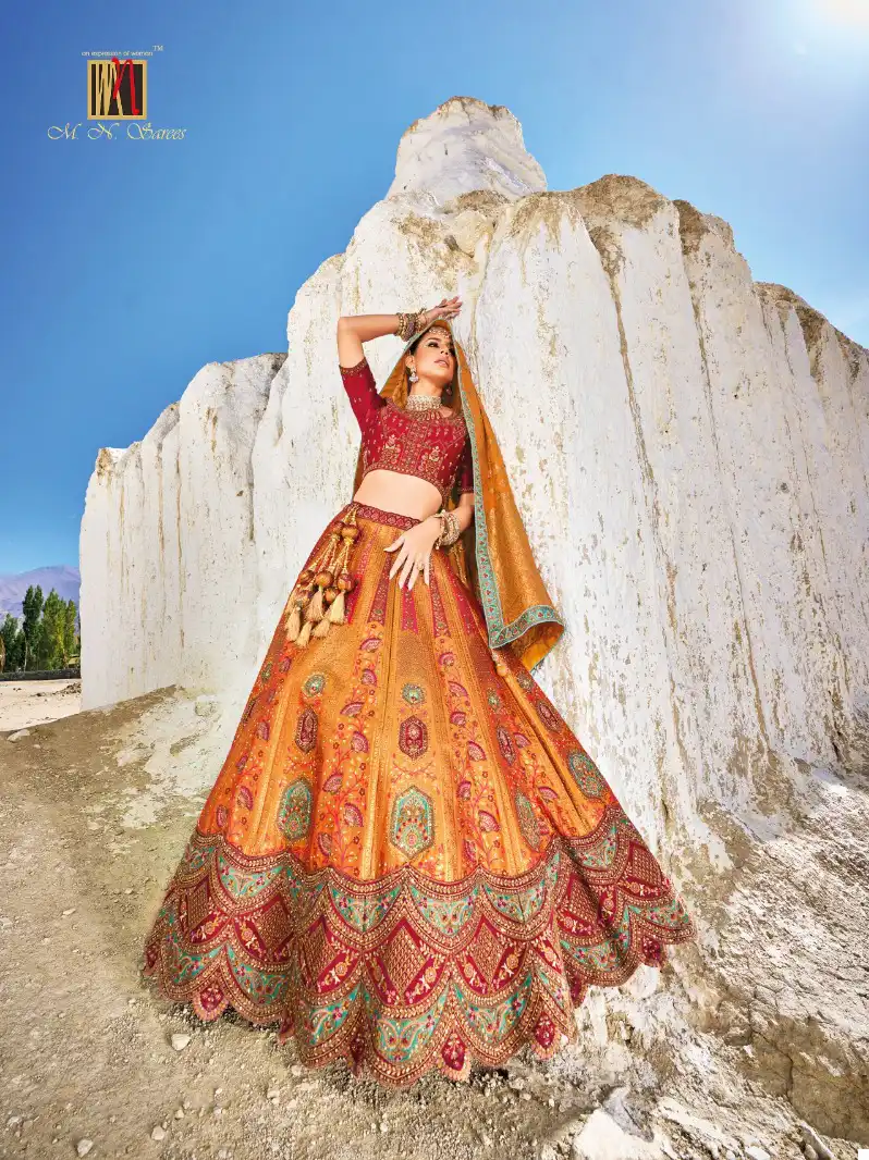 M.N. 7100 Series Viscose Silk Wholesale Heavy Lehenga Choli Catalog — Wholesale Lehenga, MPA wholesale from Surat - Gallery Image 4