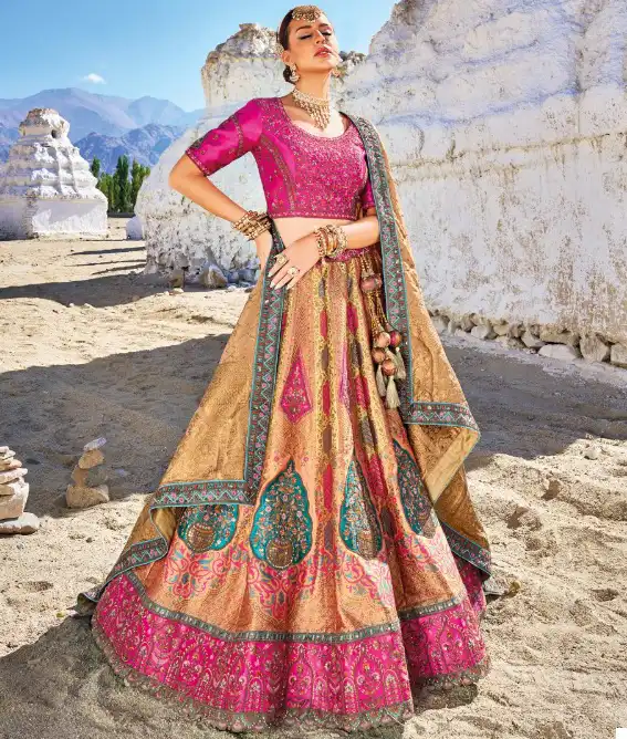 M.N. 7100 Series Viscose Silk Wholesale Heavy Lehenga Choli Catalog — Wholesale Lehenga, MPA wholesale from Surat — view 1