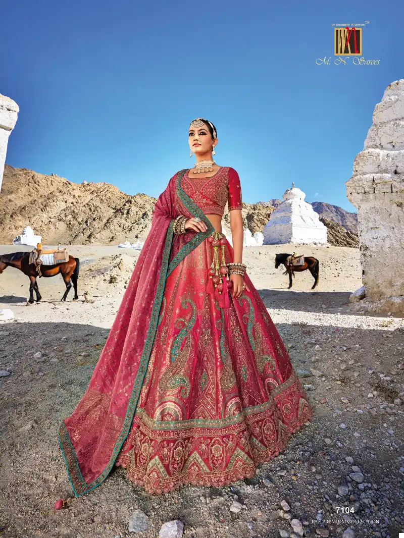 M.N. 7100 Series Viscose Silk Wholesale Heavy Lehenga Choli Catalog — Wholesale Lehenga, MPA wholesale from Surat - Gallery Image 5