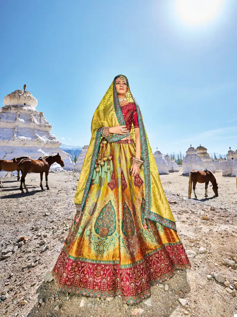 M.N. 7100 Series Viscose Silk Wholesale Heavy Lehenga Choli Catalog — Wholesale Lehenga, MPA wholesale from Surat - Gallery Image 6