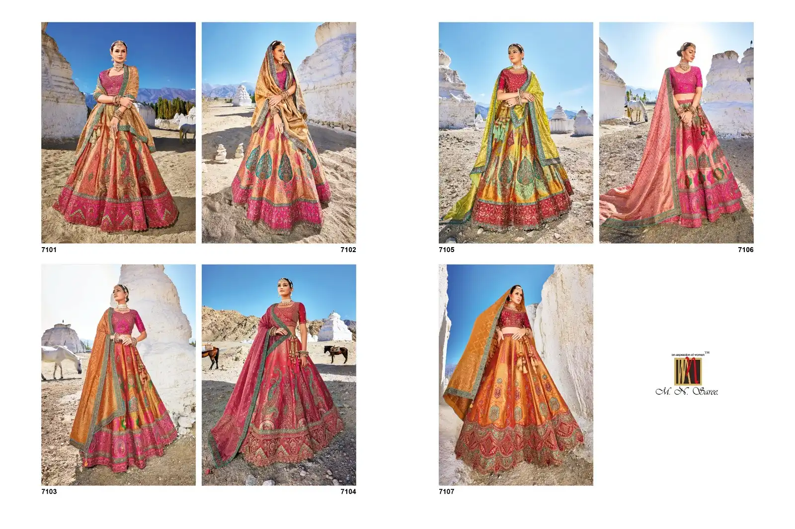 M.N. 7100 Series Viscose Silk Wholesale Heavy Lehenga Choli Catalog — Wholesale Lehenga, MPA wholesale from Surat — view 9