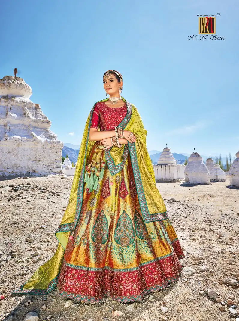 M.N. 7100 Series Viscose Silk Wholesale Heavy Lehenga Choli Catalog — Wholesale Lehenga, MPA wholesale from Surat - Gallery Image 2
