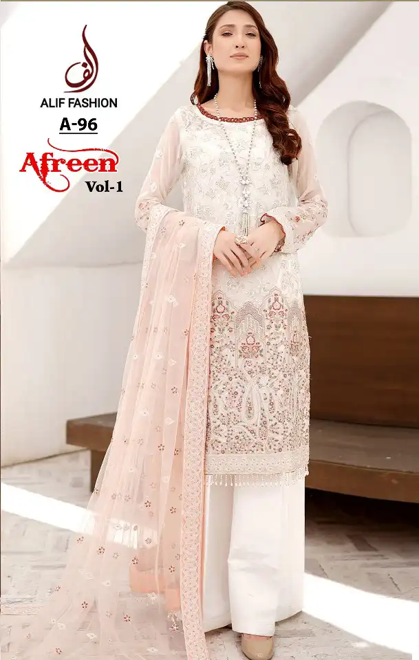 Alif Fashion Aafrin Vol1 Faux Georgette Wholesale Pakistani Salwar Suit Catalog — Wholesale Salwar Suits, MPA wholesale from Surat - Gallery Image 2