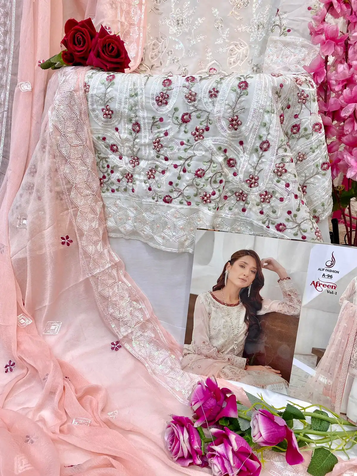 Alif Fashion Aafrin Vol1 Faux Georgette Wholesale Pakistani Salwar Suit Catalog — Wholesale Salwar Suits, MPA wholesale from Surat - Gallery Image 12