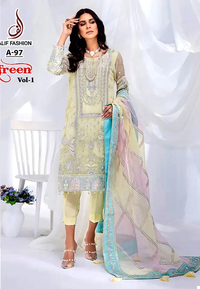 Alif Fashion Aafrin Vol1 Faux Georgette Wholesale Pakistani Salwar Suit Catalog — Wholesale Salwar Suits, MPA wholesale from Surat - Gallery Image 3