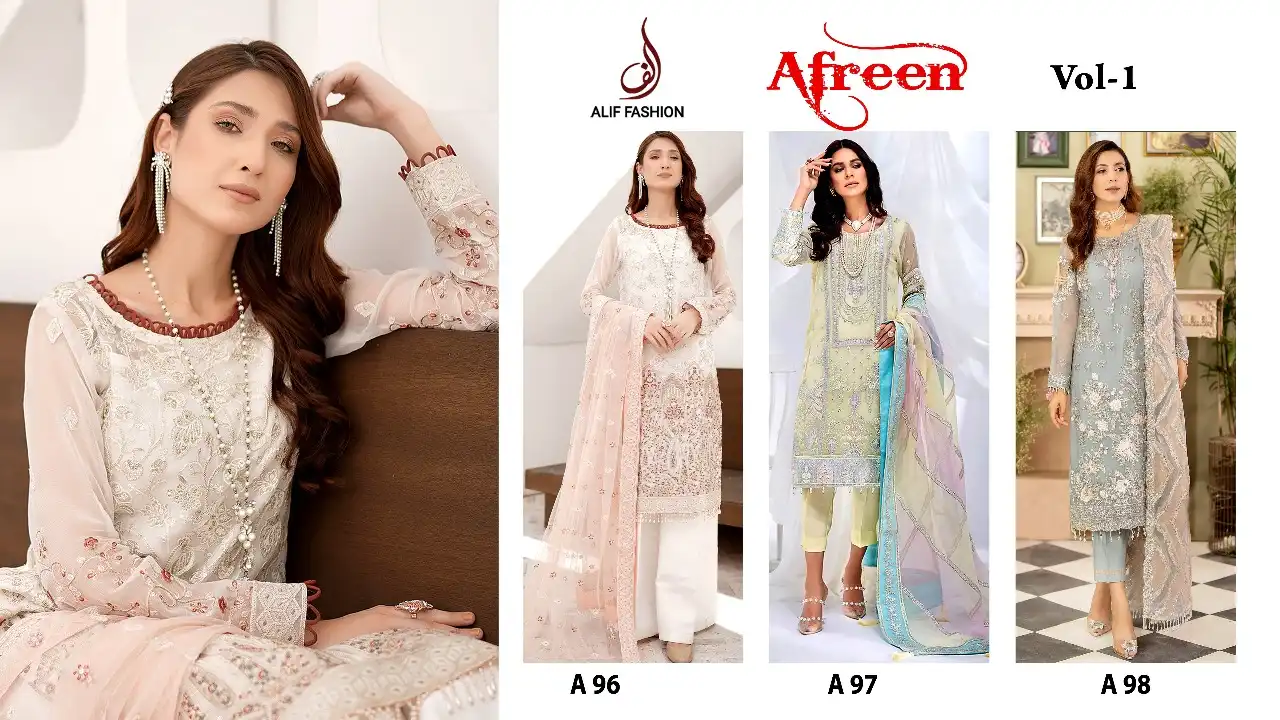 Alif Fashion Aafrin Vol1 Faux Georgette Wholesale Pakistani Salwar Suit Catalog — Wholesale Salwar Suits, MPA wholesale from Surat — view 13