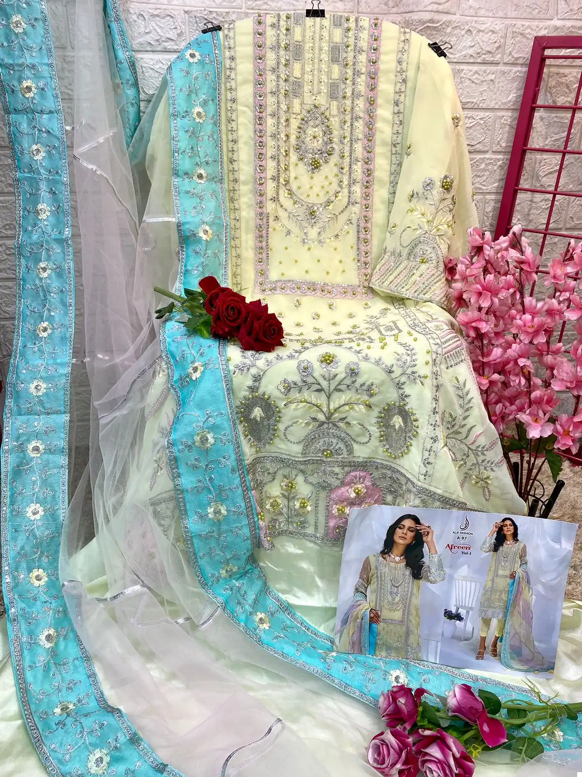 Alif Fashion Aafrin Vol1 Faux Georgette Wholesale Pakistani Salwar Suit Catalog — Wholesale Salwar Suits, MPA wholesale from Surat - Gallery Image 7