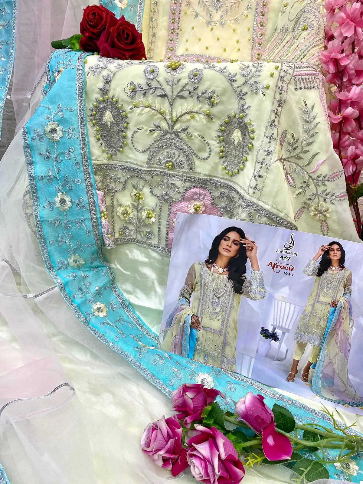 Alif Fashion Aafrin Vol1 Faux Georgette Wholesale Pakistani Salwar Suit Catalog — Wholesale Salwar Suits, MPA wholesale from Surat - Gallery Image 8