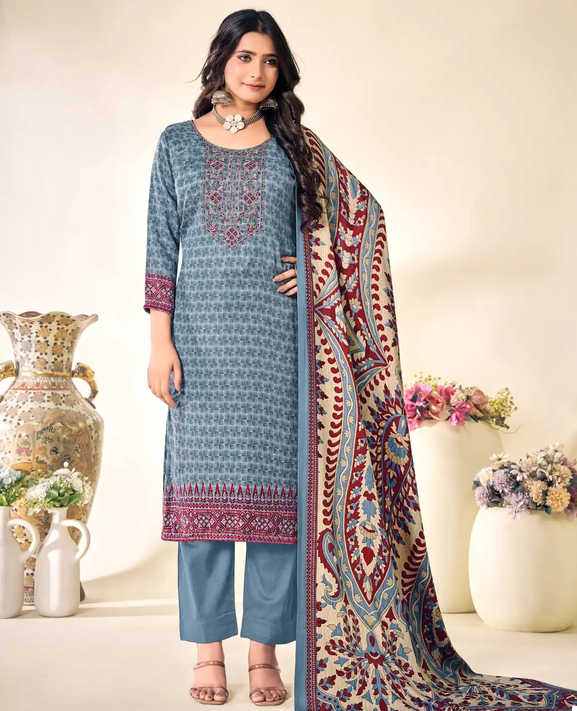 Skt Suits Alison Pashmina Wholesale Embroidery Work Winter Wear Salwar Suits Catalog — Wholesale Salwar Suits, MPA wholesale from Surat — view 1
