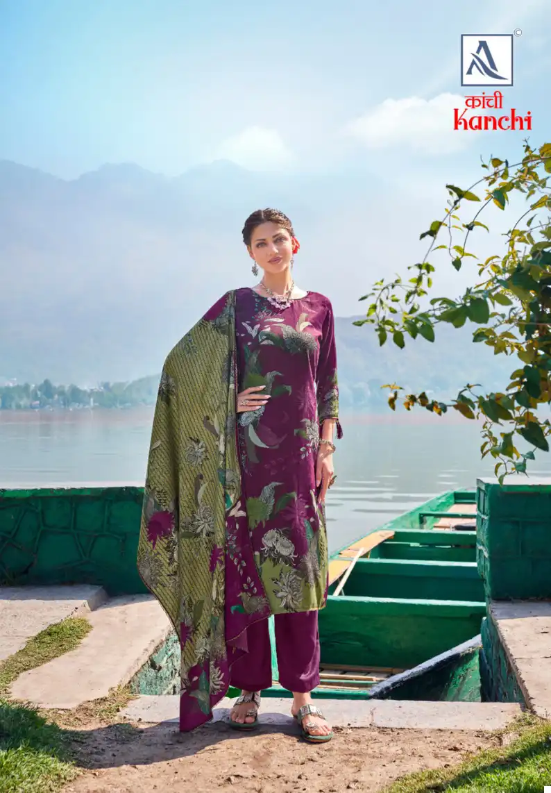 Alok Suits Kanchi Pashmina Wholesale Fancy Hand Work Winter Wear Salwar Suit Catalog — Wholesale Salwar Suits, Alok Suit wholesale from Surat - Gallery Image 4