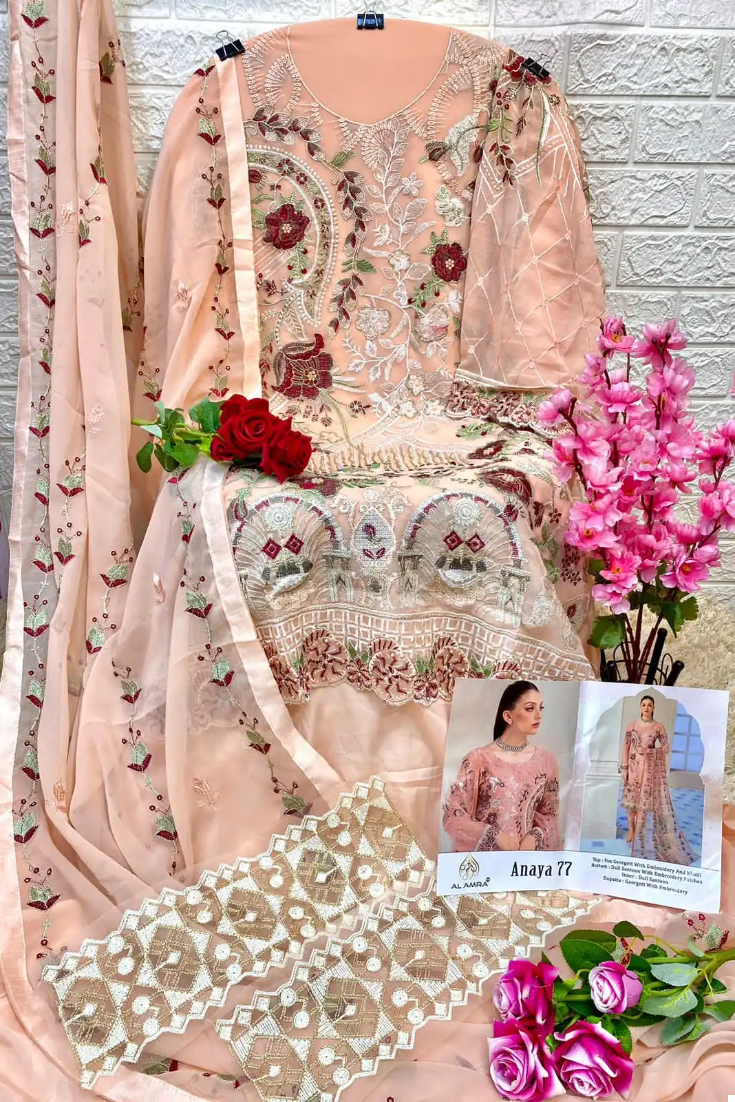 Al Amra Anaya ZF 77 Georgette Wholesale Pakistani Suit — Wholesale Salwar Suits, MPA wholesale from Surat — view 2
