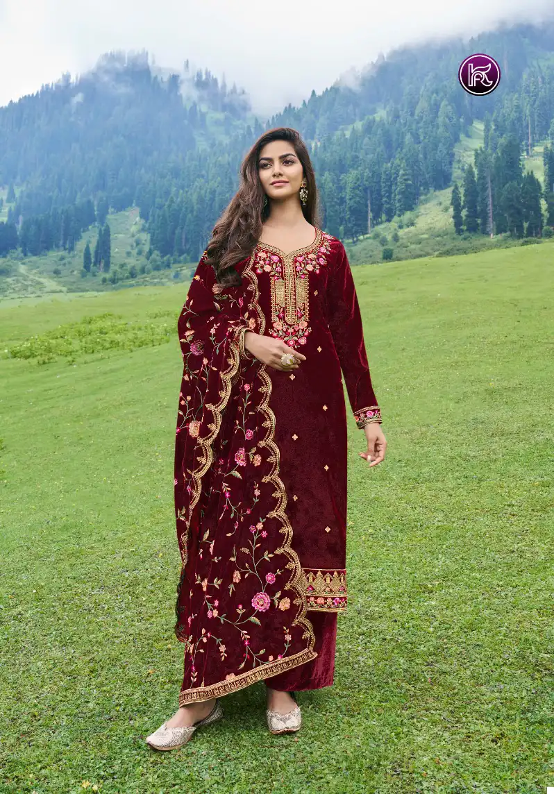 Kala Fashion Archana Vol 4 Velvet 9000 Wholesale Winter Suits Catalog — Wholesale Salwar Suits, MPA wholesale from Surat - Gallery Image 4