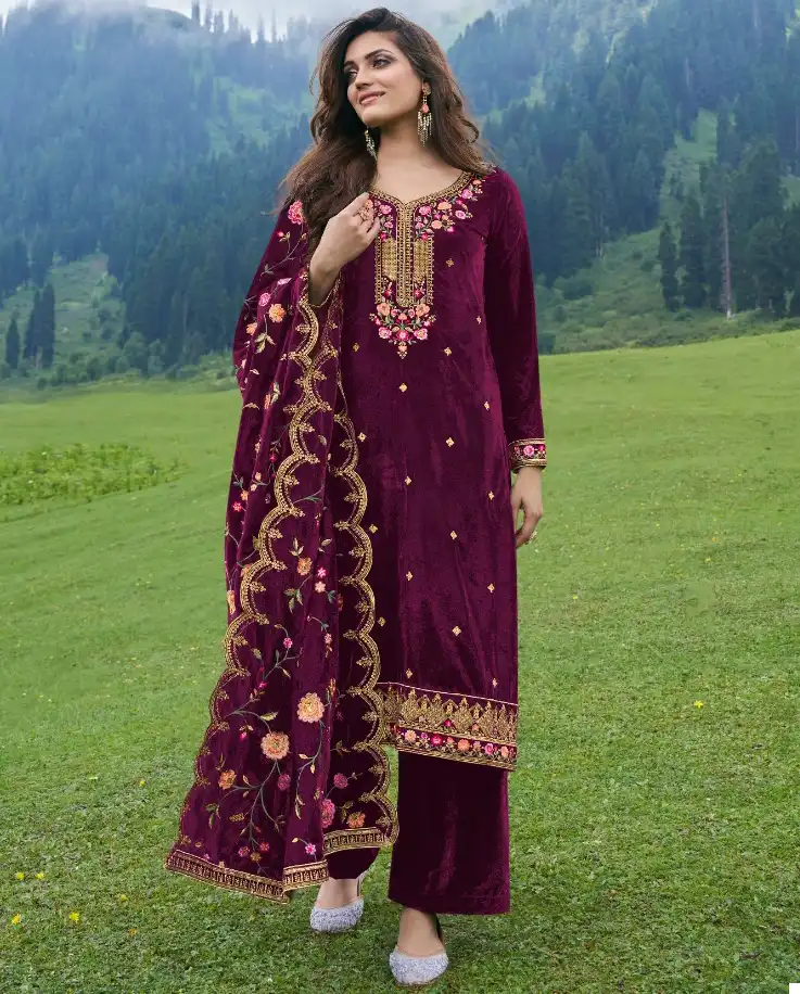 Kala Fashion Archana Vol 4 Velvet 9000 Wholesale Winter Suits Catalog — Wholesale Salwar Suits, MPA wholesale from Surat — view 1