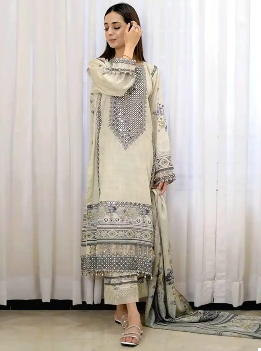 Anamsa 252 Pure Muslin Cotton Wholesale Pakistani Suit — Wholesale Salwar Suits, MPA wholesale from Surat — view 1