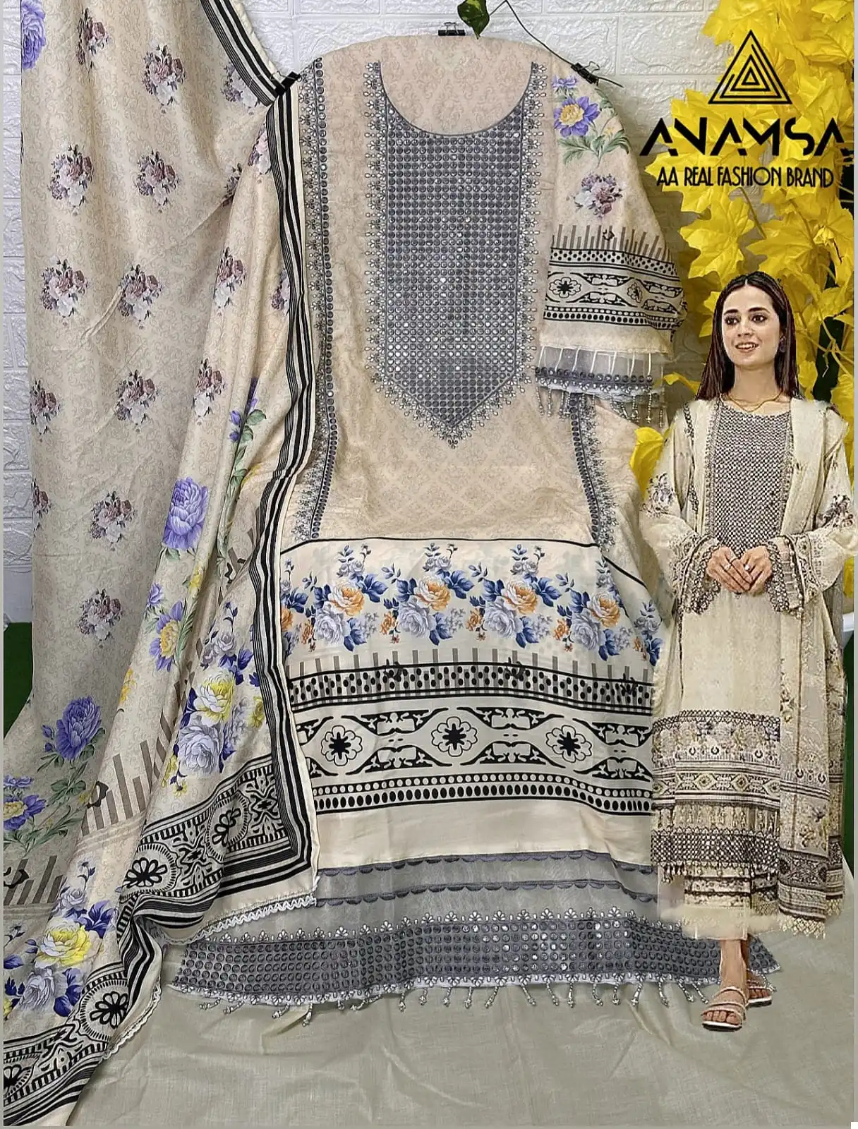 Anamsa 252 Pure Muslin Cotton Wholesale Pakistani Suit — Wholesale Salwar Suits, MPA wholesale from Surat — view 2