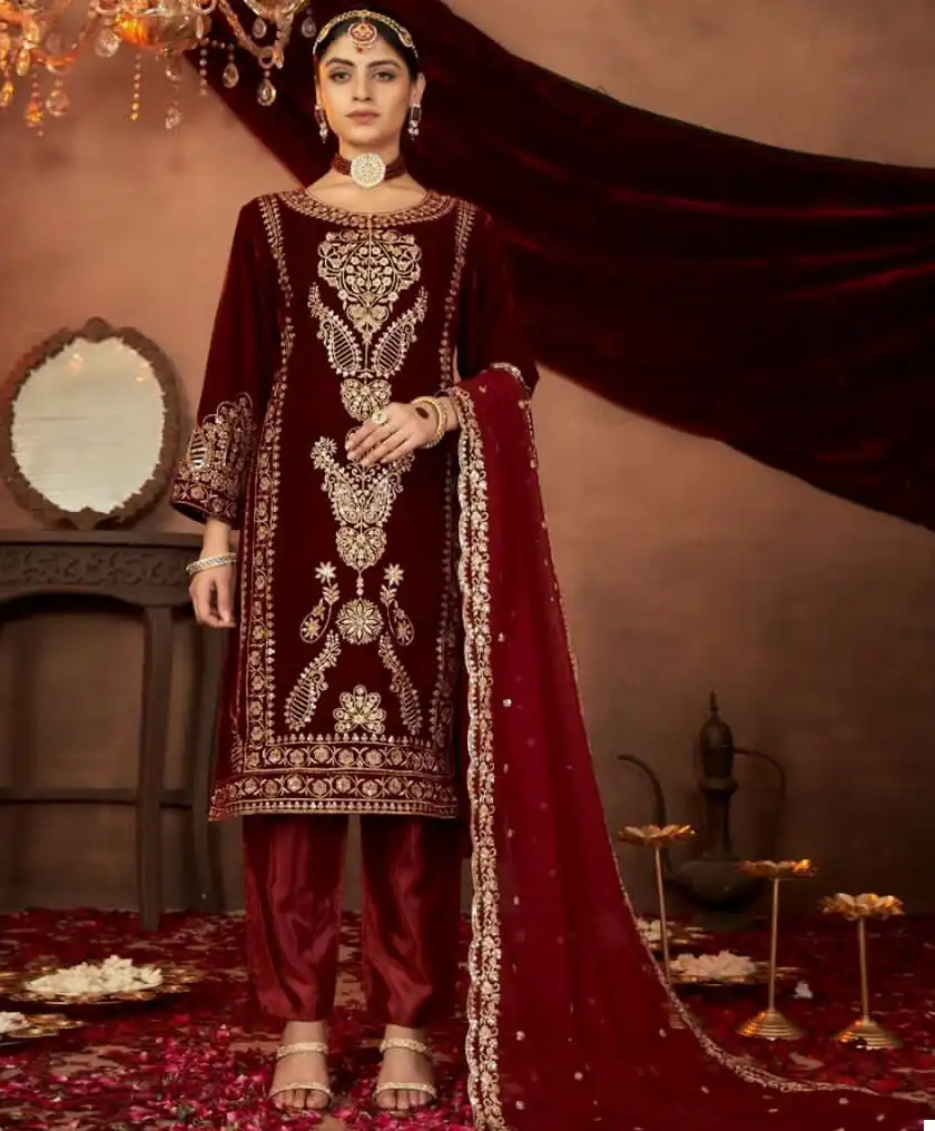 Anamsa 261 Heavy Pure Velvet 9000 Wholesale Pakistani Suit — Wholesale Salwar Suits, MPA wholesale from Surat — view 1