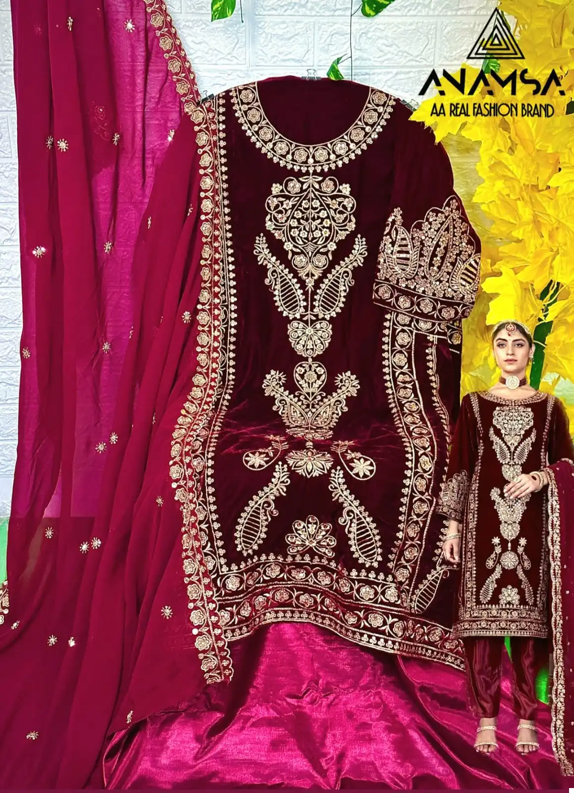 Anamsa 261 Heavy Pure Velvet 9000 Wholesale Pakistani Suit — Wholesale Salwar Suits, MPA wholesale from Surat — view 2