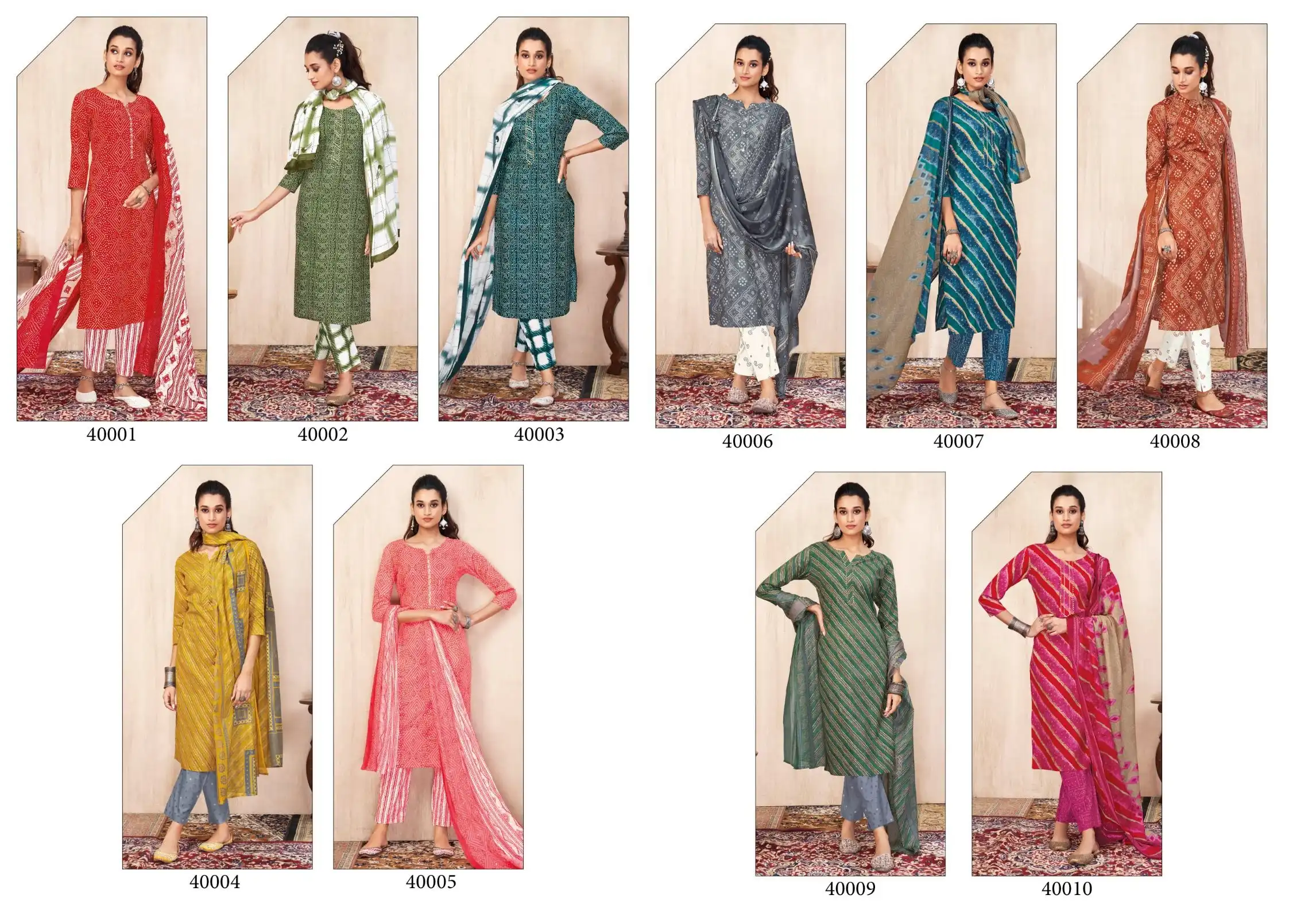 Suryajyoti Bandhani Lehariya Vol Special Vol 4 Cotton Wholesale Printed Readymade Salwar Suit Catalog — Wholesale Salwar Suits, MPA wholesale from Surat — view 11