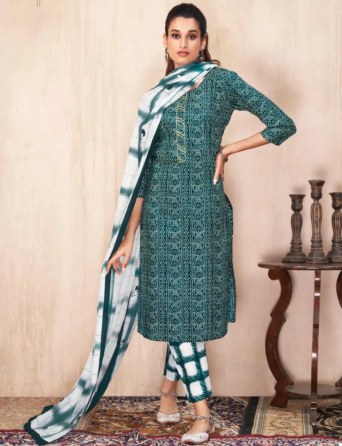 Suryajyoti Bandhani Lehariya Vol Special Vol 4 Cotton Wholesale Printed Readymade Salwar Suit Catalog — Wholesale Salwar Suits, MPA wholesale from Surat — view 1