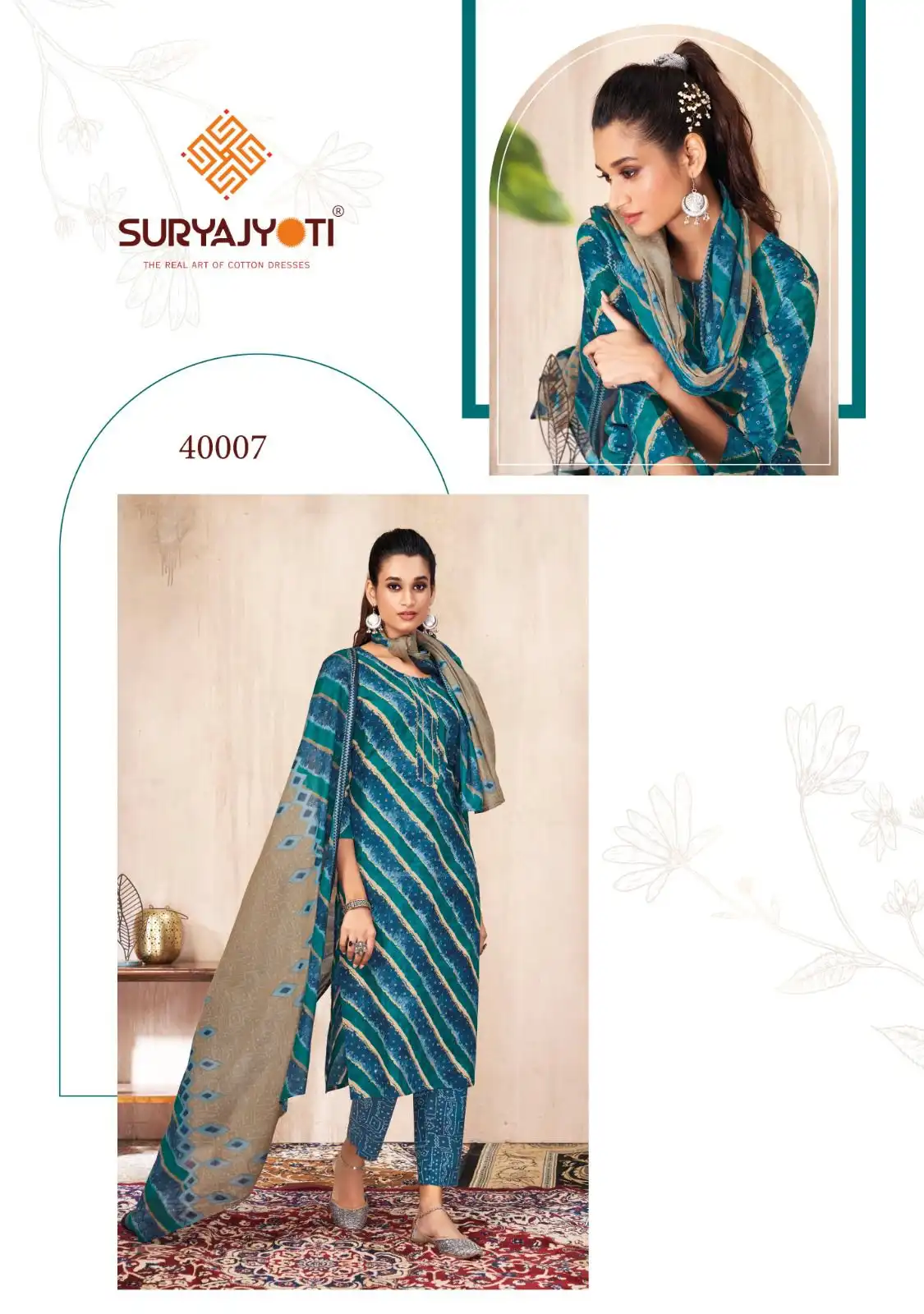 Suryajyoti Bandhani Lehariya Vol Special Vol 4 Cotton Wholesale Printed Readymade Salwar Suit Catalog — Wholesale Salwar Suits, MPA wholesale from Surat - Gallery Image 7