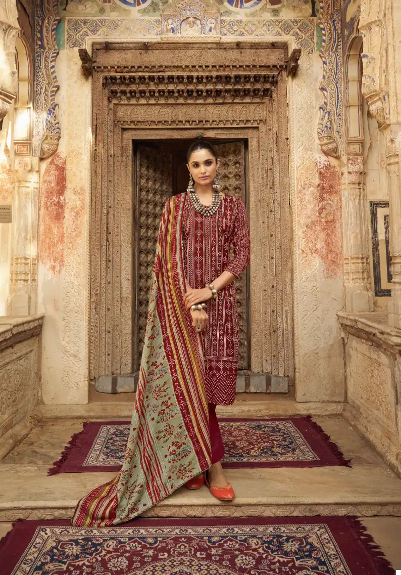Radhika Fashion Bandhej Pashmina Wholesale Winter Wear Salwar Suit Catalog — Wholesale Salwar Suits, MPA wholesale from Surat - Gallery Image 4
