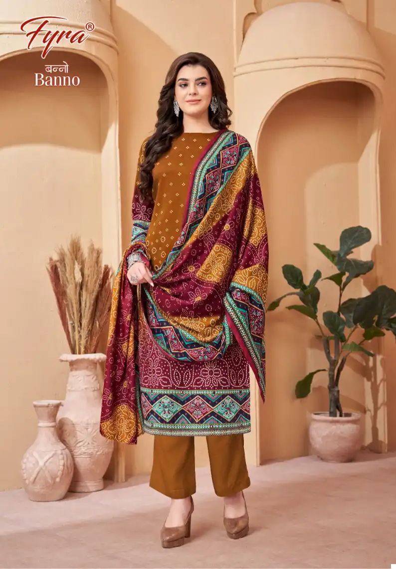 Fyra Banno Pashmina Spun Wholesale Salwar Suit Catalog — Wholesale Salwar Suits, MPA wholesale from Surat — view 8