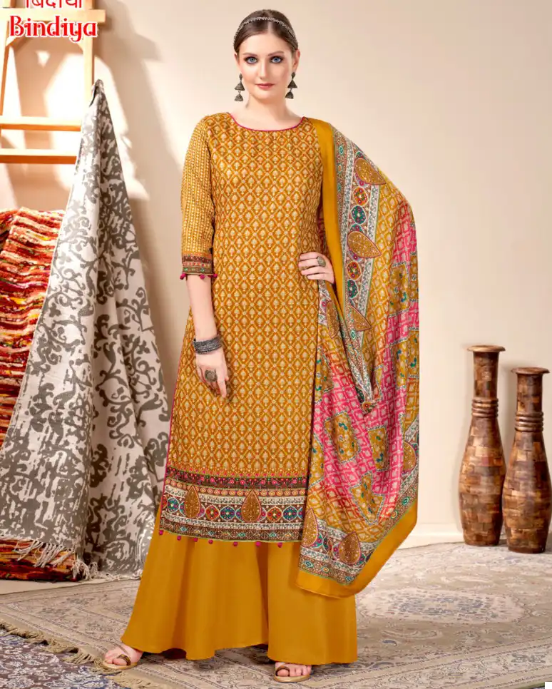 Harshit Bindiya Pashmina Wholesale Winter Wear Salwar Suit Catalog — Wholesale Salwar Suits, MPA wholesale from Surat — view 1