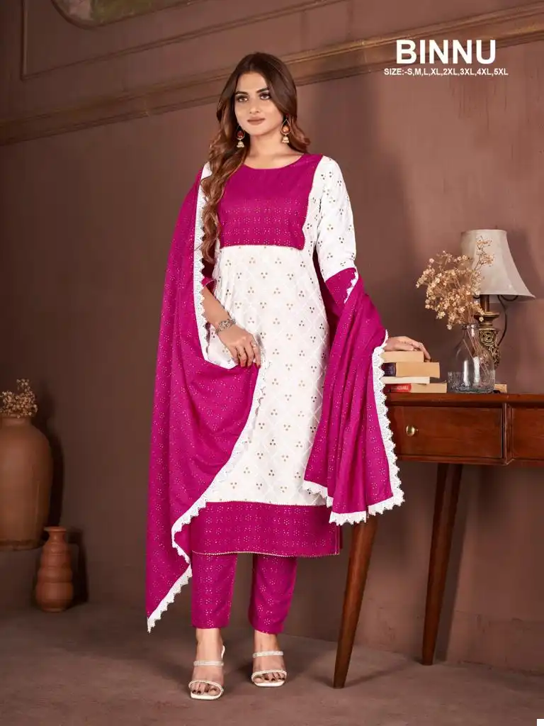 Avc Creation Binnu Rayon Wholesale Fancy Readymade Salwar Suit Catalog — Wholesale Salwar Suits, MPA wholesale from Surat - Gallery Image 3