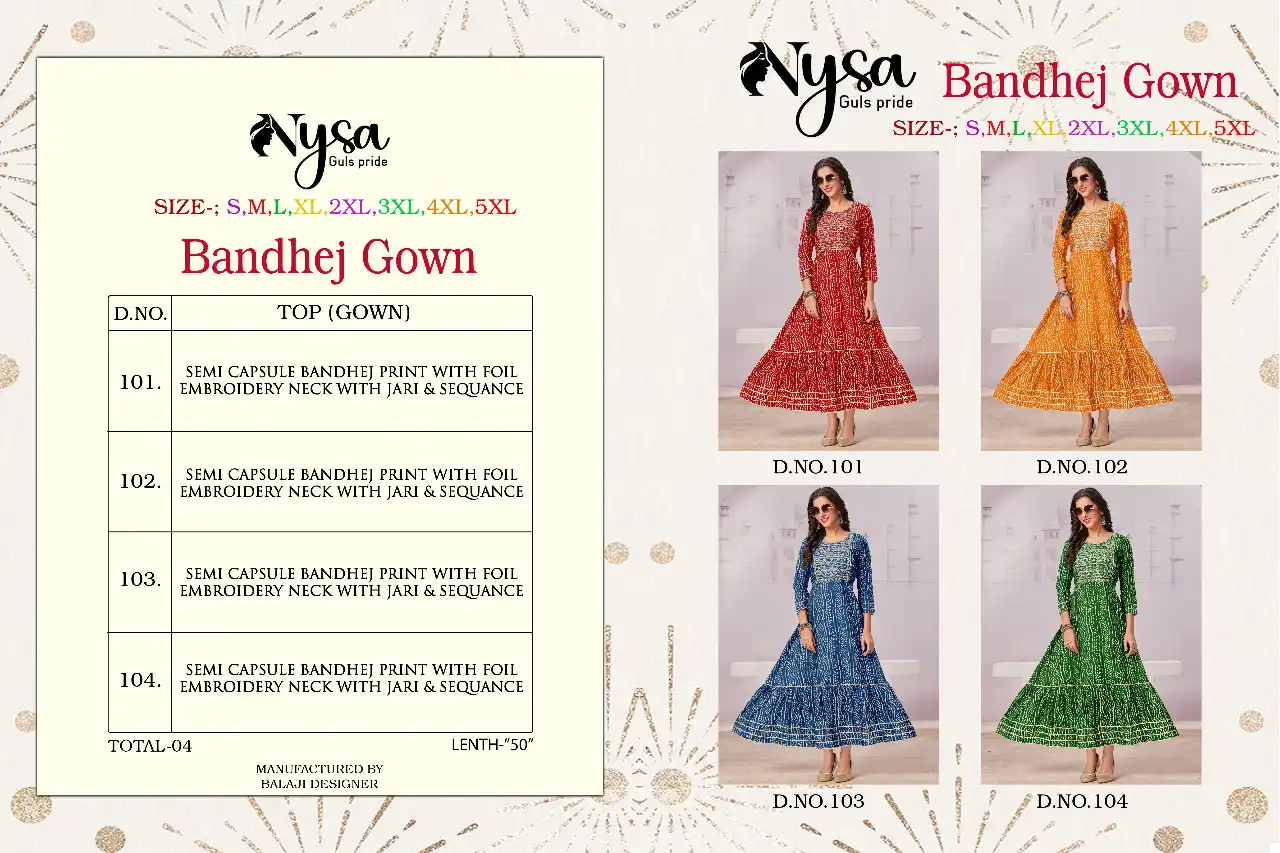 Vardan Ethnic Bandhej Gown Capsule Wholesale Long Kurtis Catalog — Wholesale Kurtis, MPA wholesale from Surat — view 5