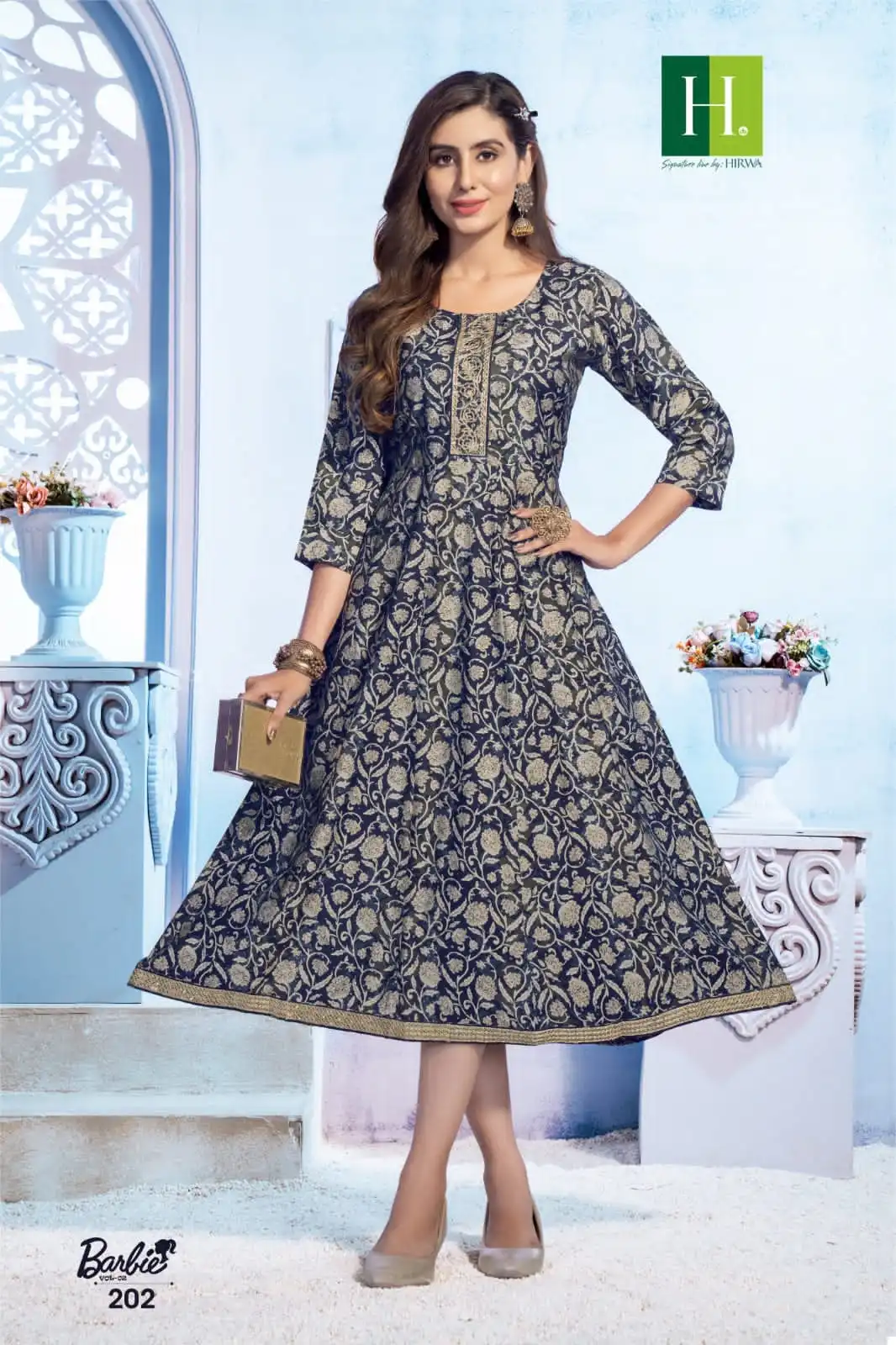 Hirwa Barbie Vol 2 Heavy Modal Wholesale Anarkali Kurti Catalog — Wholesale Kurtis, MPA wholesale from Surat - Gallery Image 5