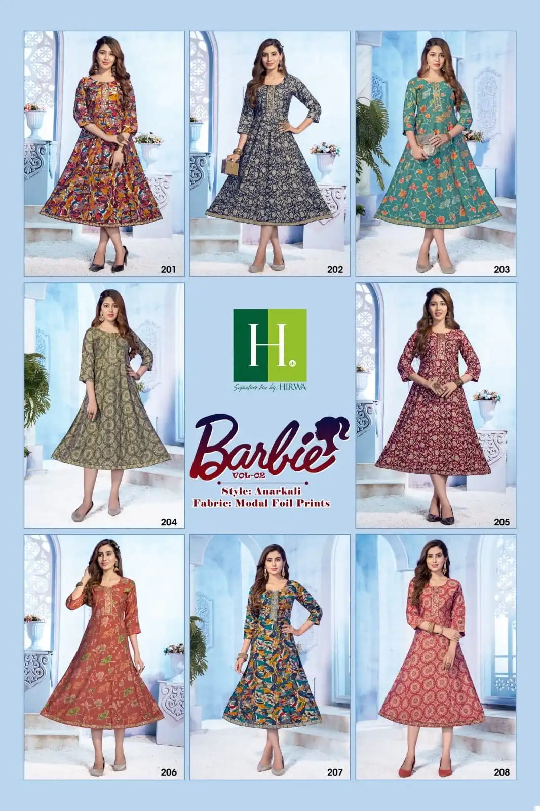 Hirwa Barbie Vol 2 Heavy Modal Wholesale Anarkali Kurti Catalog — Wholesale Kurtis, MPA wholesale from Surat — view 9