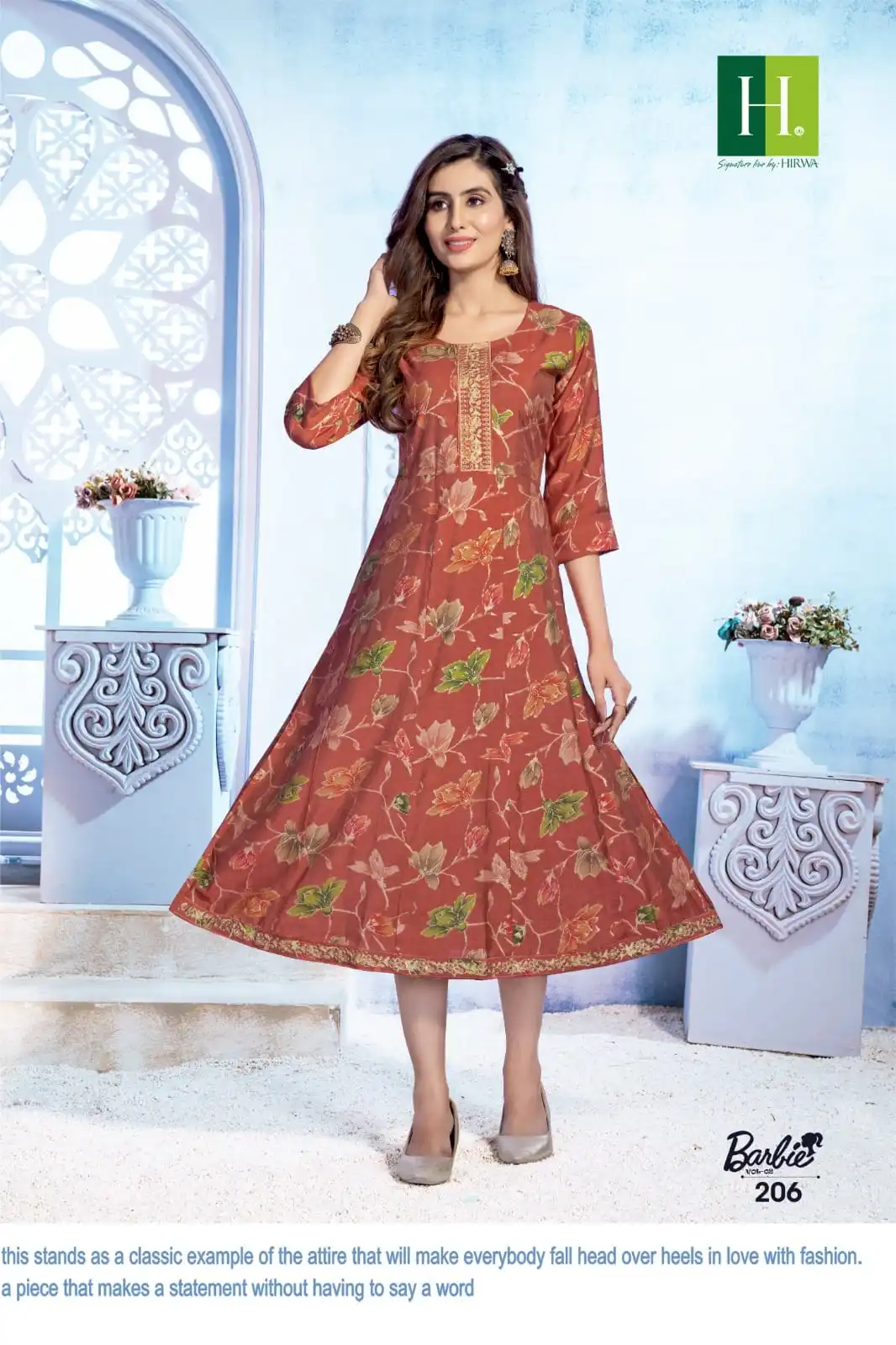 Hirwa Barbie Vol 2 Heavy Modal Wholesale Anarkali Kurti Catalog — Wholesale Kurtis, MPA wholesale from Surat - Gallery Image 6