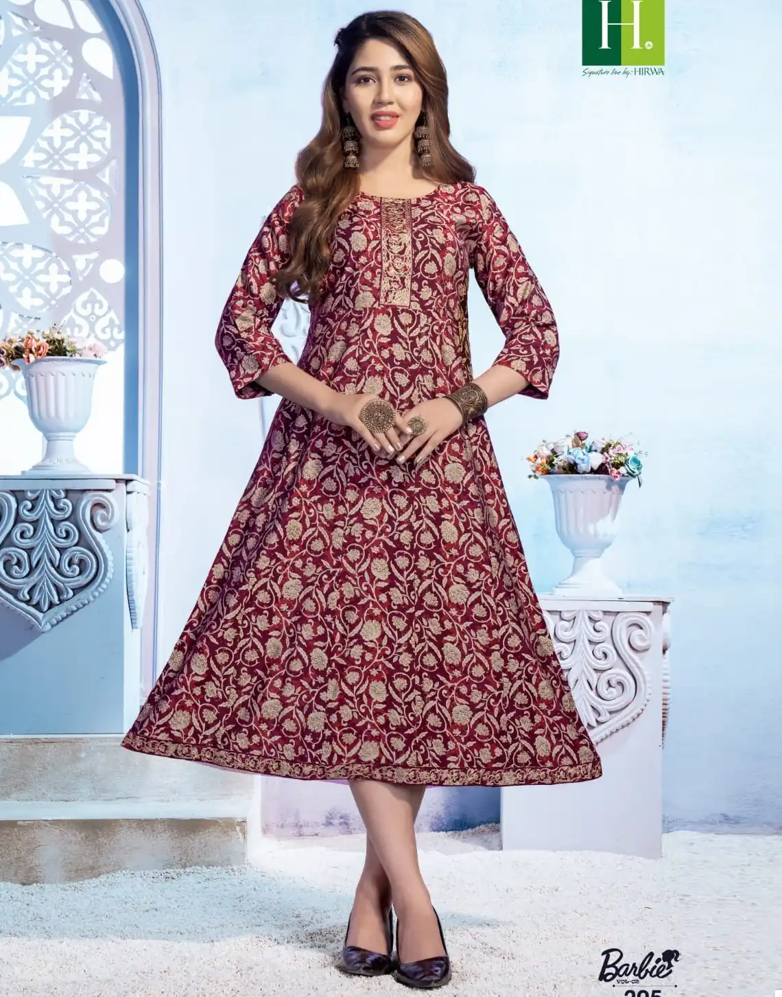 Hirwa Barbie Vol 2 Heavy Modal Wholesale Anarkali Kurti Catalog — Wholesale Kurtis, MPA wholesale from Surat — view 1