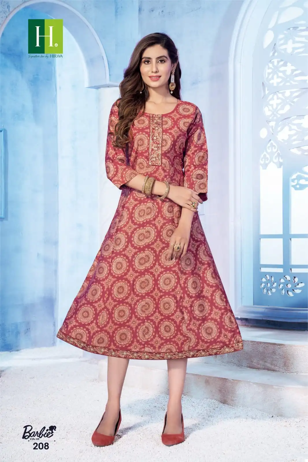 Hirwa Barbie Vol 2 Heavy Modal Wholesale Anarkali Kurti Catalog — Wholesale Kurtis, MPA wholesale from Surat - Gallery Image 7