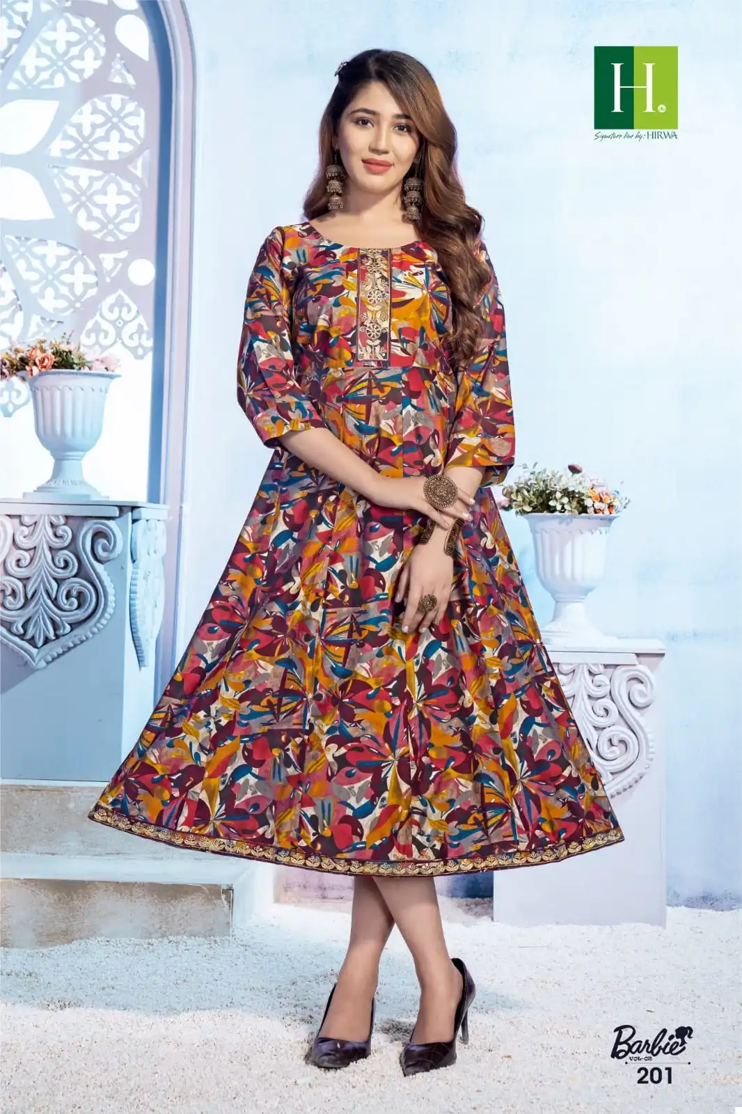 Hirwa Barbie Vol 2 Heavy Modal Wholesale Anarkali Kurti Catalog — Wholesale Kurtis, MPA wholesale from Surat - Gallery Image 8