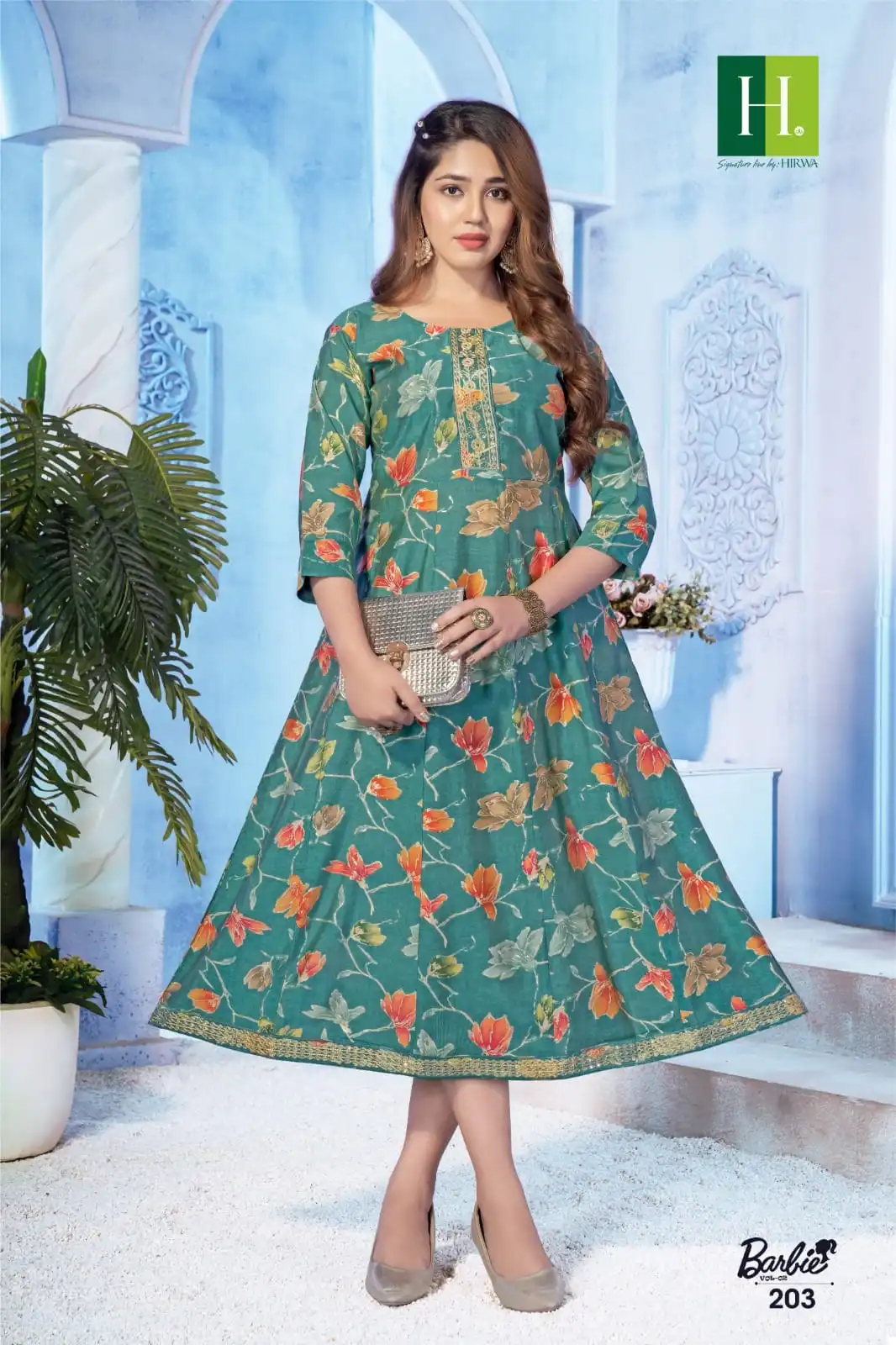 Hirwa Barbie Vol 2 Heavy Modal Wholesale Anarkali Kurti Catalog — Wholesale Kurtis, MPA wholesale from Surat - Gallery Image 4