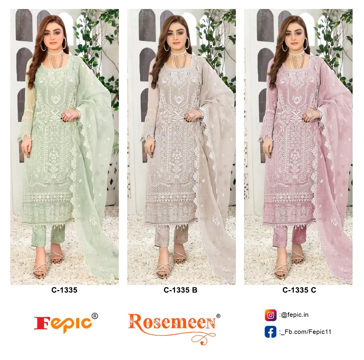 Fepic C 1335 Organza Wholesale Designer Pakistani Salwar Suit — Wholesale Salwar Suits, MPA wholesale from Surat — view 4