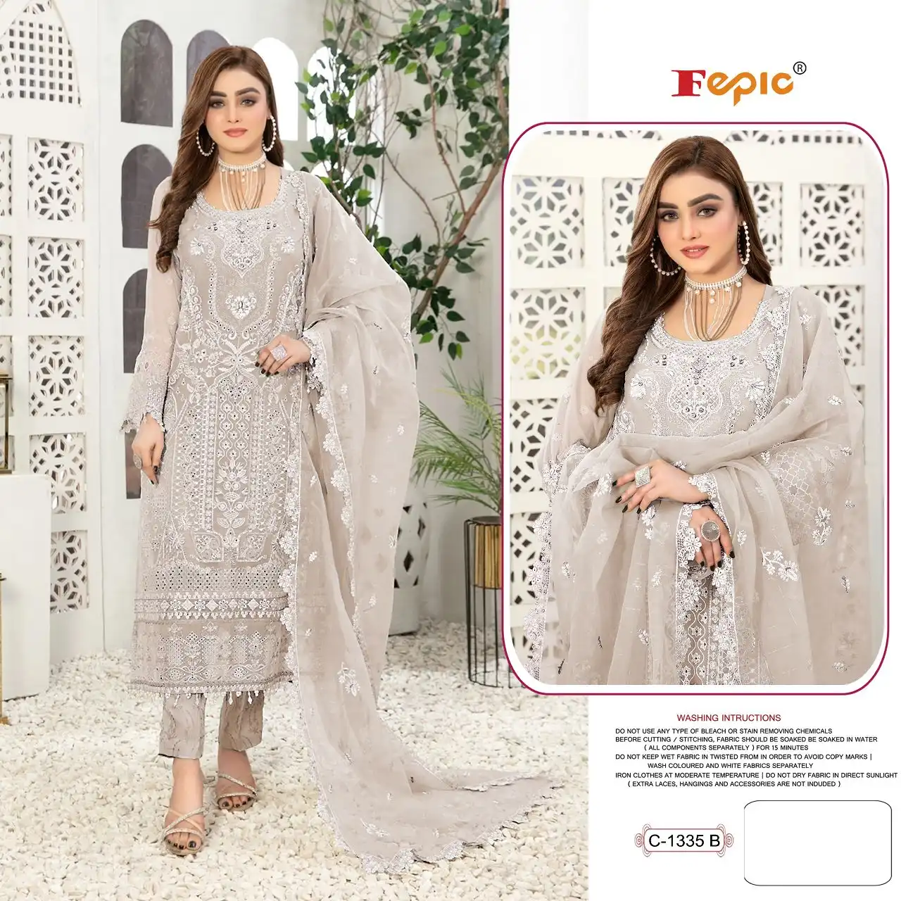 Fepic C 1335 Organza Wholesale Designer Pakistani Salwar Suit — Wholesale Salwar Suits, MPA wholesale from Surat - Gallery Image 3