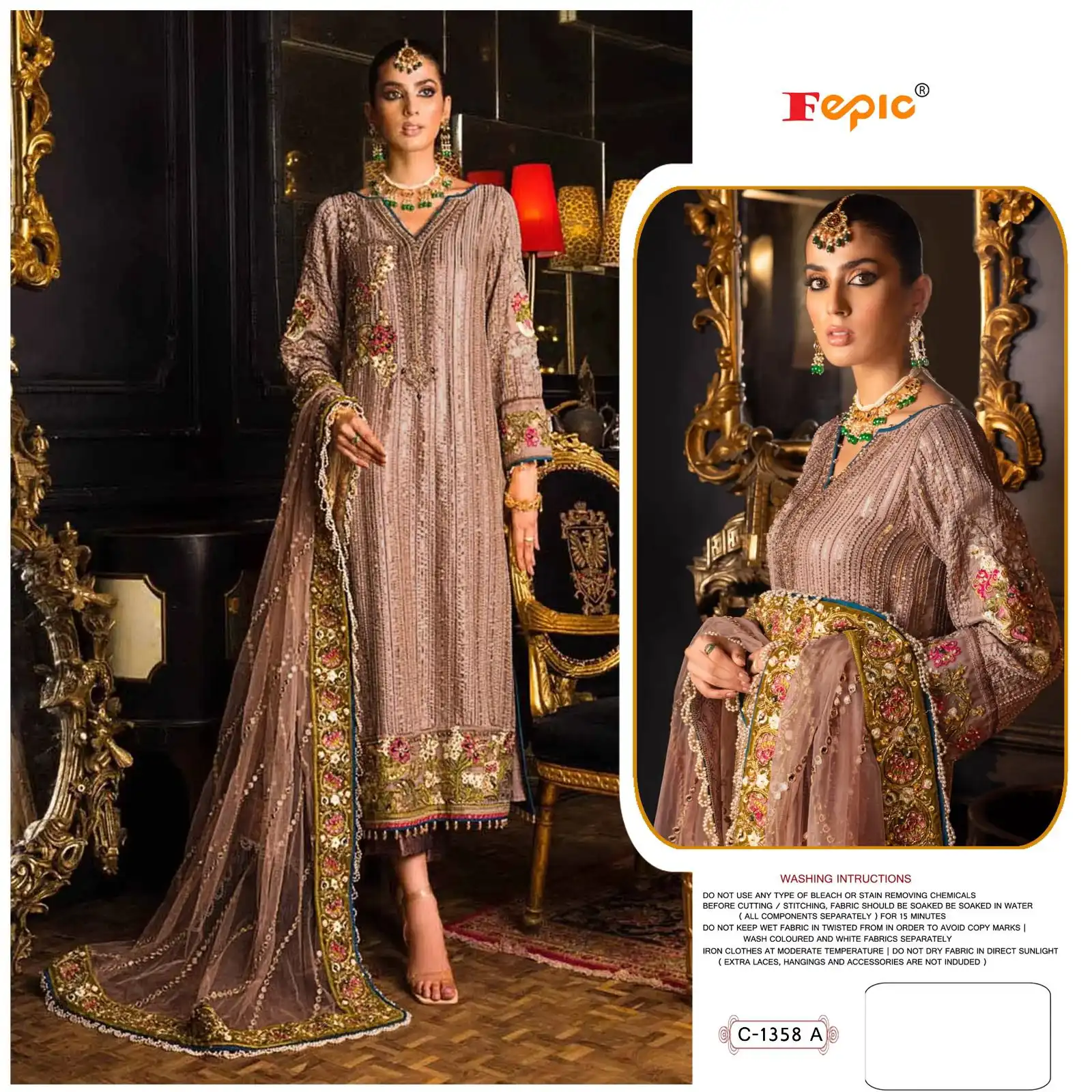 Fepic C 1358 Georgette Wholesale Designer Pakistani Salwar Suit — Wholesale Salwar Suits, MPA wholesale from Surat — view 3
