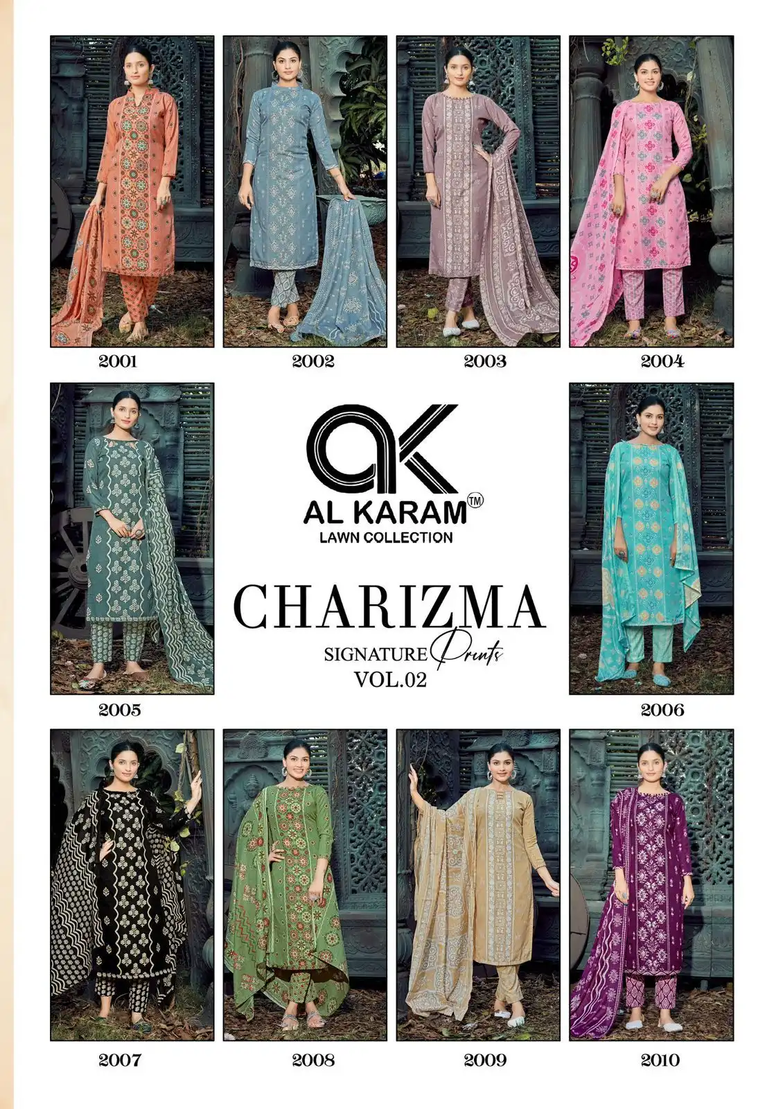 Al Karam Charizma Signature Print Vol 2 Cotton Wholesale Pakistani Salwar Suit Catalog — Wholesale Salwar Suits, Alkaram wholesale from Surat — view 19