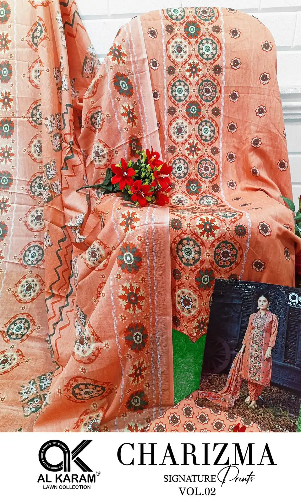 Al Karam Charizma Signature Print Vol 2 Cotton Wholesale Pakistani Salwar Suit Catalog — Wholesale Salwar Suits, Alkaram wholesale from Surat - Gallery Image 3
