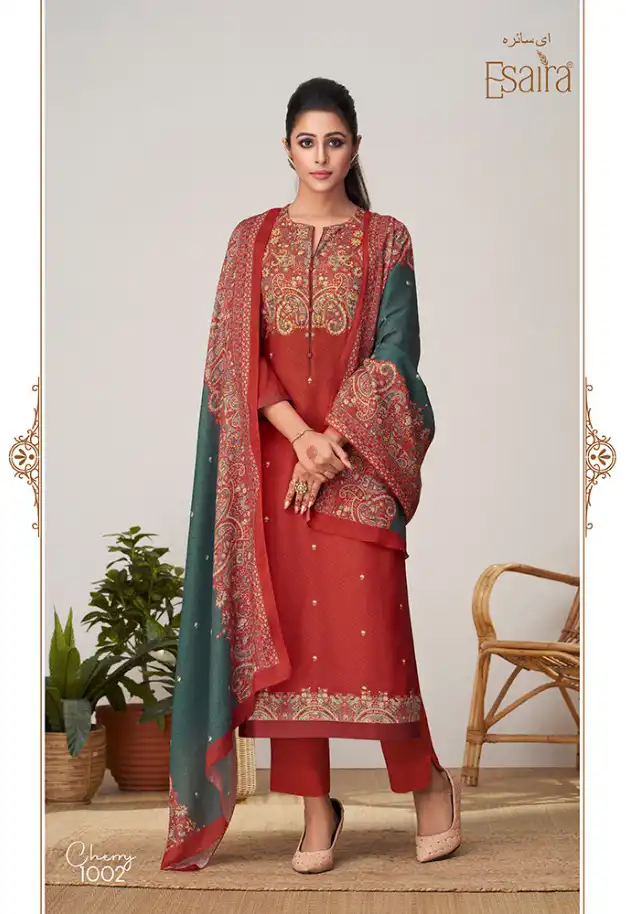Esta Cherry Pashmina Wholesale Winter Wear Suits Catalog — Wholesale Salwar Suits, MPA wholesale from Surat - Gallery Image 5