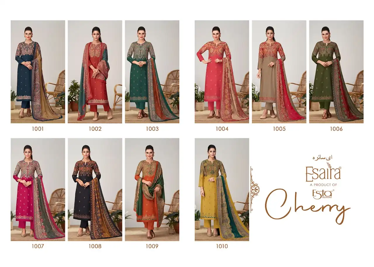 Esta Cherry Pashmina Wholesale Winter Wear Suits Catalog — Wholesale Salwar Suits, MPA wholesale from Surat — view 10