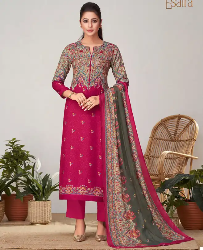 Esta Cherry Pashmina Wholesale Winter Wear Suits Catalog — Wholesale Salwar Suits, MPA wholesale from Surat — view 1