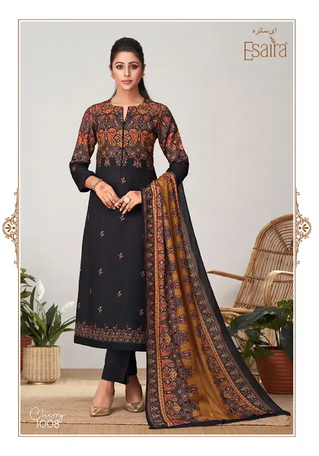 Esta Cherry Pashmina Wholesale Winter Wear Suits Catalog — Wholesale Salwar Suits, MPA wholesale from Surat - Gallery Image 2