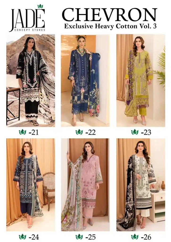 Jade Chevron Exclusive Heavy Cotton Vol 3 Lawn Cotton Wholesale Pakistani Salwar Suit Catalog — Wholesale Salwar Suits, MPA wholesale from Surat — view 13