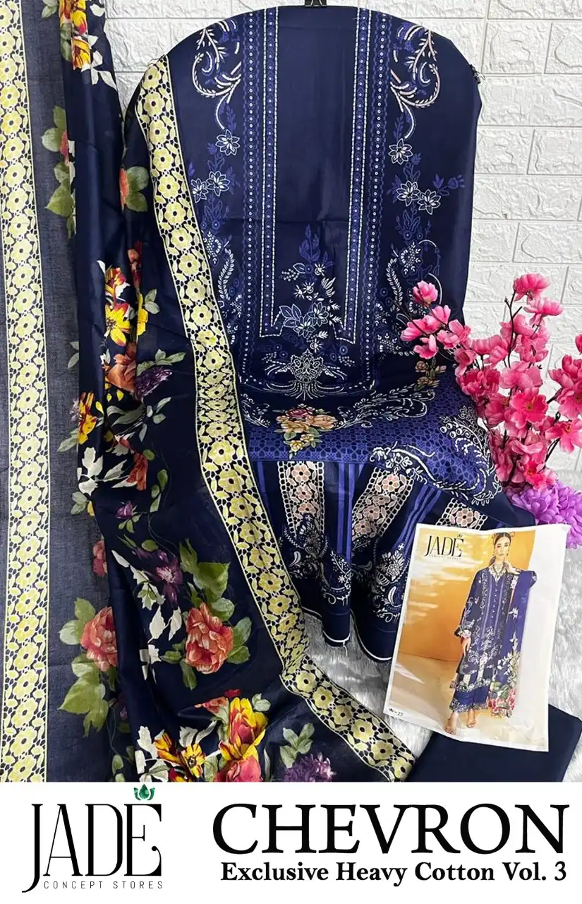 Jade Chevron Exclusive Heavy Cotton Vol 3 Lawn Cotton Wholesale Pakistani Salwar Suit Catalog — Wholesale Salwar Suits, MPA wholesale from Surat — view 4