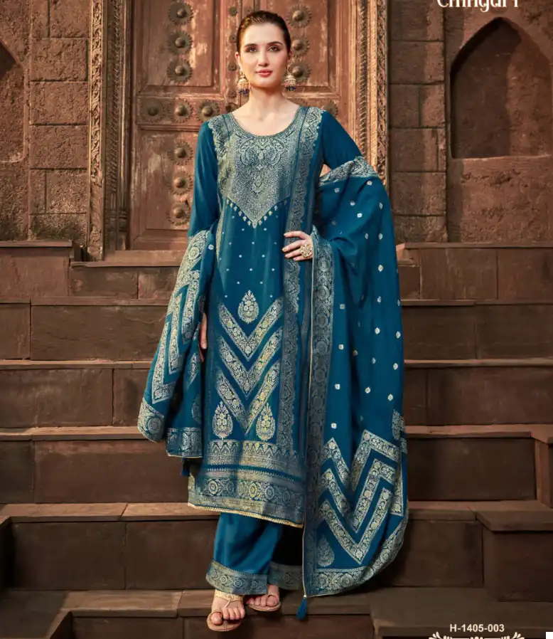 Alok Suits Chingari Pure Viscose Pashmina Jacquard Wholesale Woolen Suits Catalog — Wholesale Salwar Suits, Alok Suit wholesale from Surat — view 1