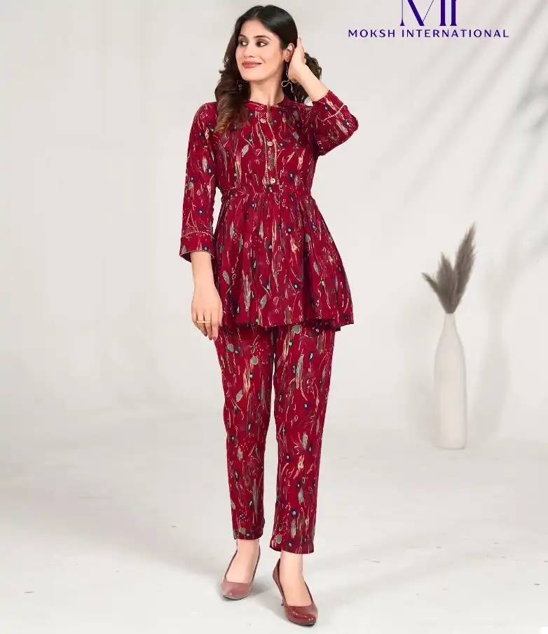 Moksh Co-Ord Set Milky Vol 1 Premium Rayon Wholesale Co-Ord Set Catalog — Wholesale Kurtis, MPA wholesale from Surat — view 1