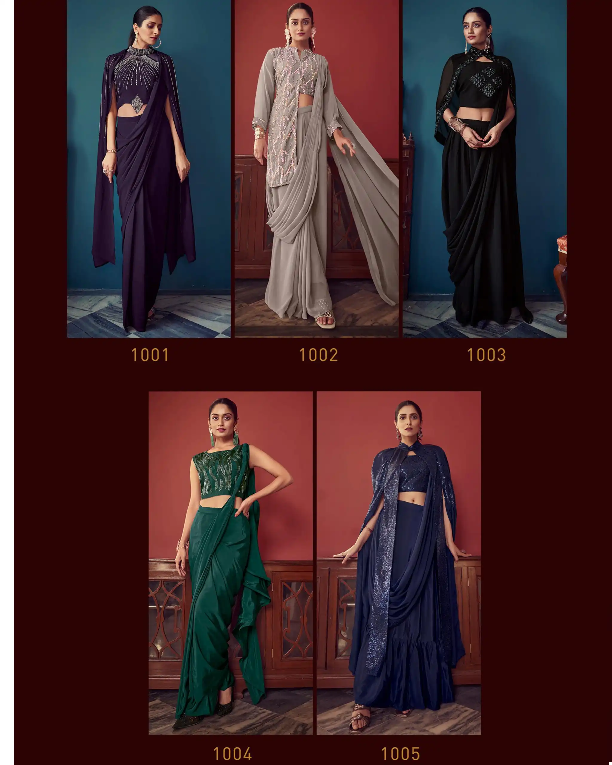 VE Dazzling Drapes Imported Fabrics &amp; Georgette Wholesale Designer Ready To Wear Saree Catalog — Wholesale Sarees, MPA wholesale from Surat — view 6